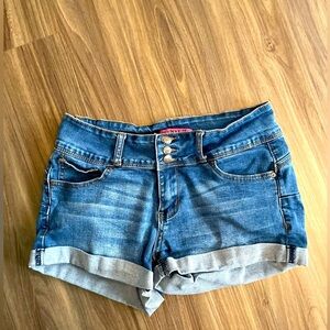 Wax Jean Y2K Blue Jean Shorts with Cuffed Hem size M